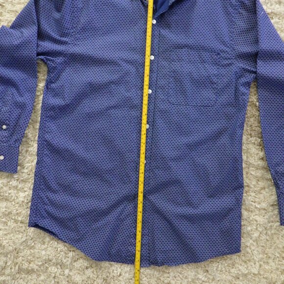 Tommy Hilfiger Men's Long Sleeve Button Down Dress Shirt Size Medium Blue Leafy - Picture 9 of 9